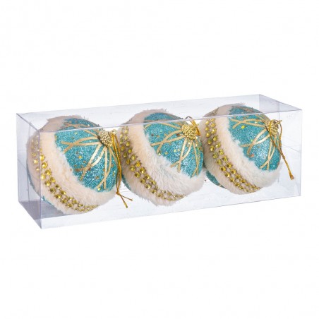S 3 boules mousse turquoise or 8 x 8 x 8 cm