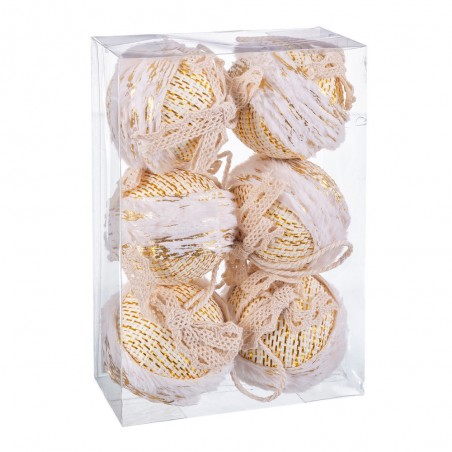 S 6 boules bordure mousse dorées 6 x 6 x 6 cm