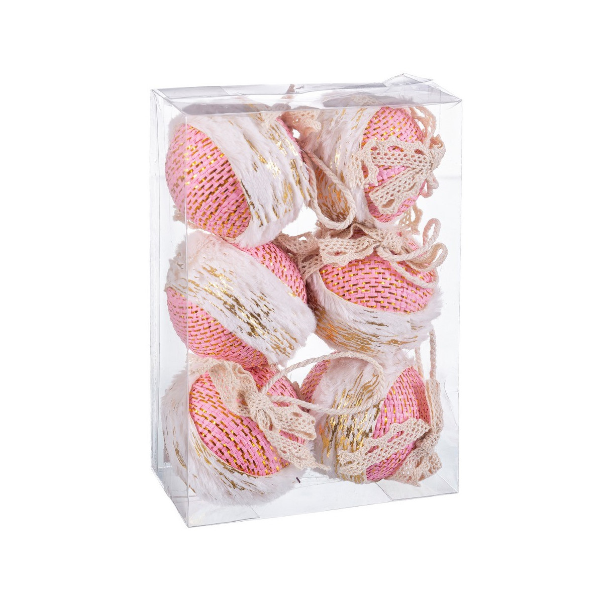 S 6 boules bordure mousse rose 6 x 6 x 6 cm