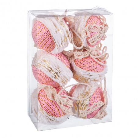 S 6 boules bordure mousse rose 6 x 6 x 6 cm