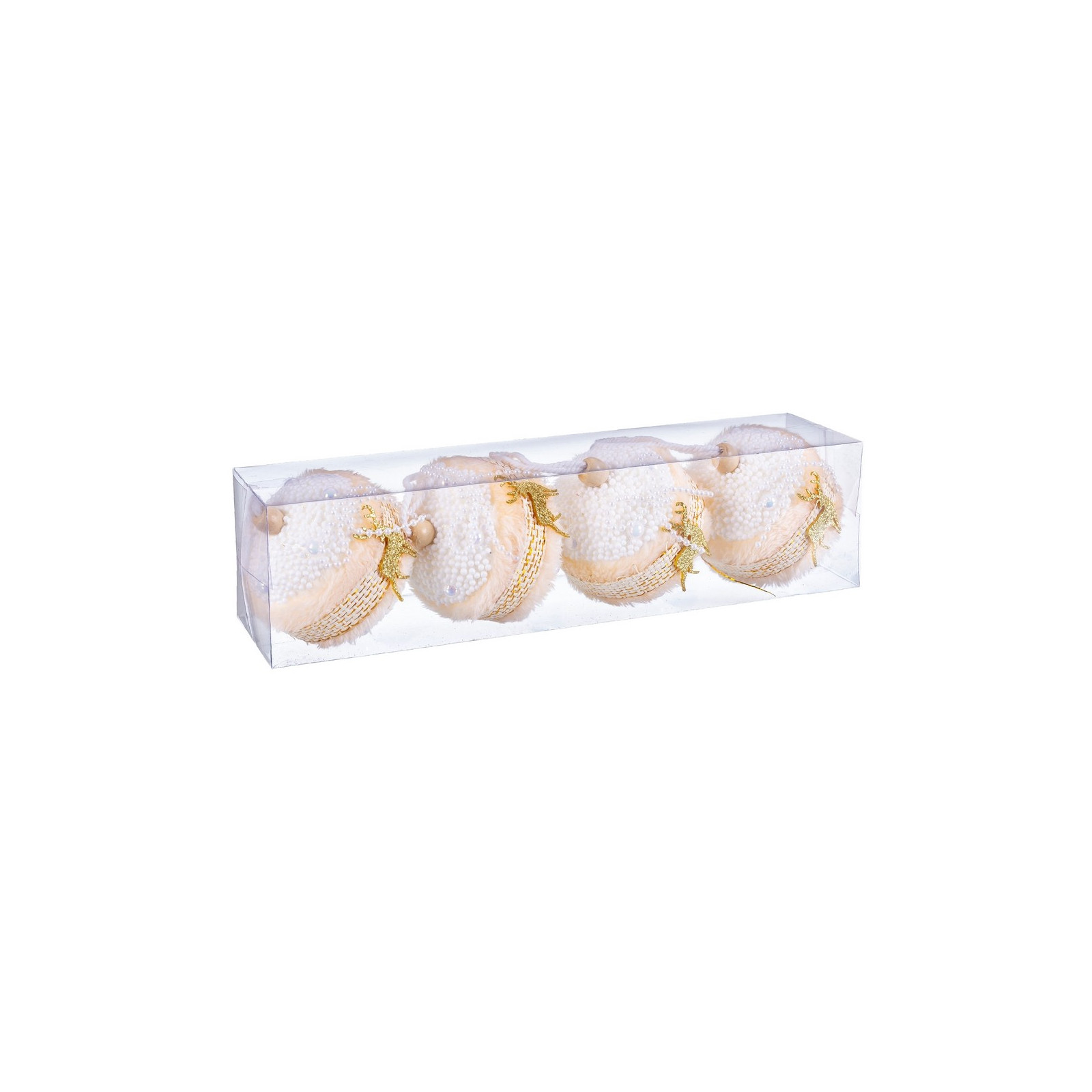 S 4 boules cerf mousse or 7 x 7 x 7 cm