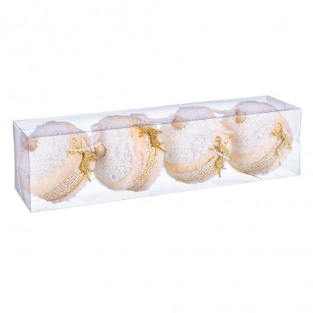 S 4 boules cerf mousse or 7 x 7 x 7 cm
