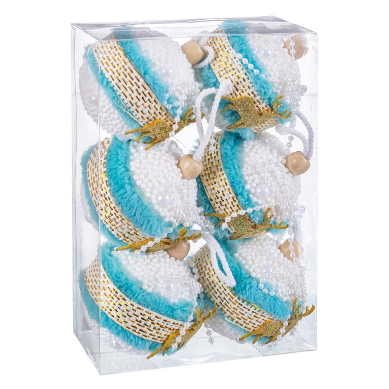 S 6 boules de cerf mousse turquoise 6 x 6 x 6 cm