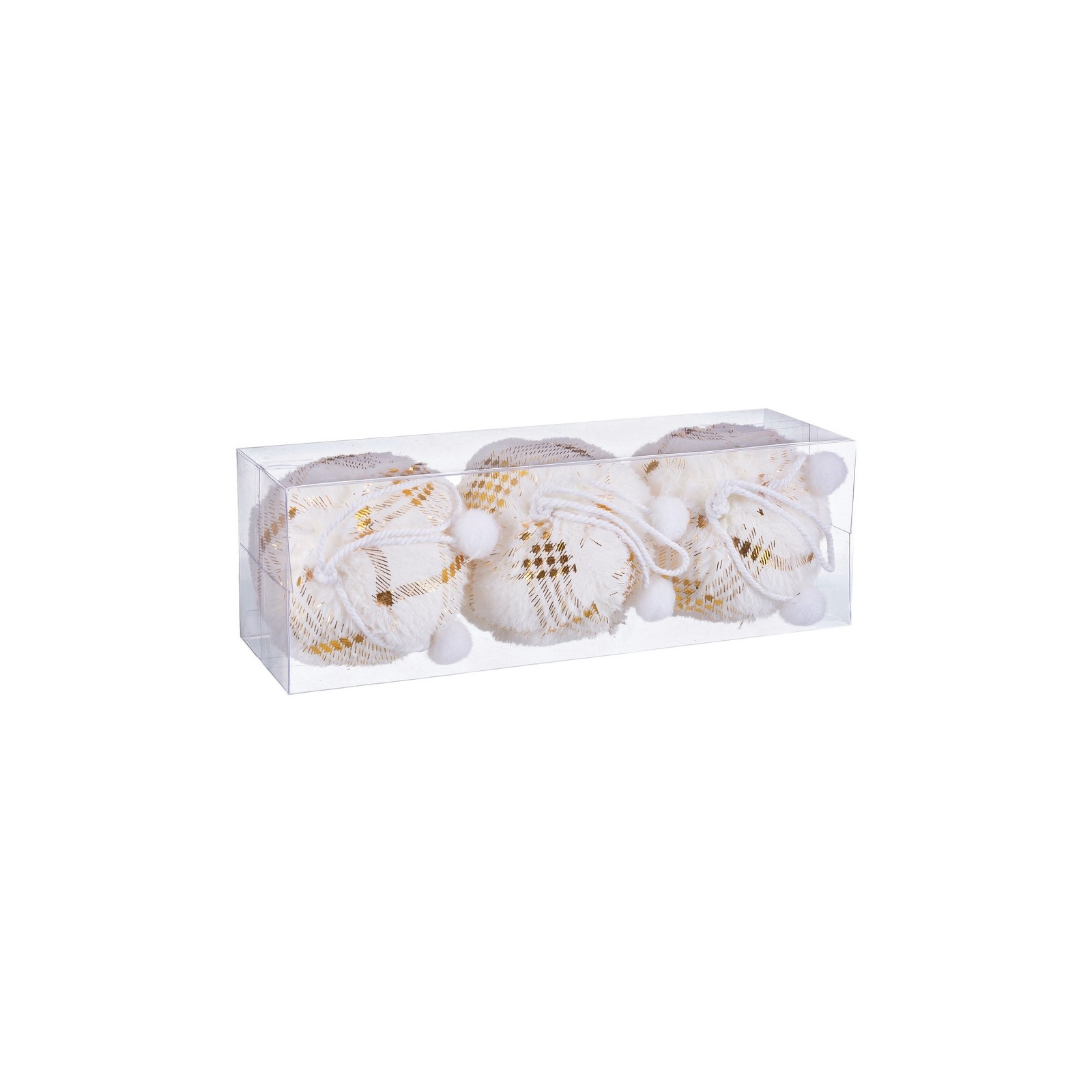 S 3 boules damier mousse dorée 8 x 8 x 8 cm