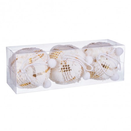 S 3 boules damier mousse dorée 8 x 8 x 8 cm
