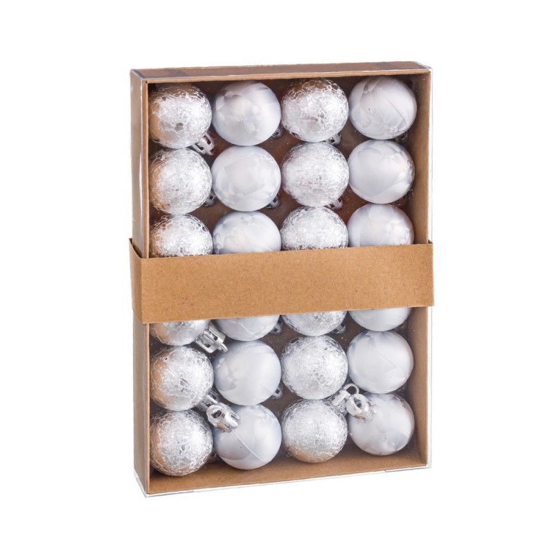 24 boules d'eau en plastique argent 3 x 3 x 3 cm