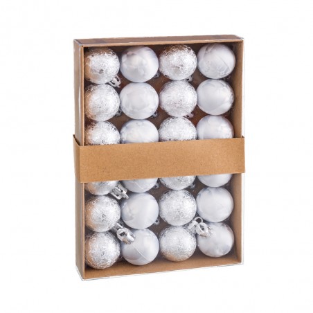 24 boules d'eau en plastique argent 3 x 3 x 3 cm