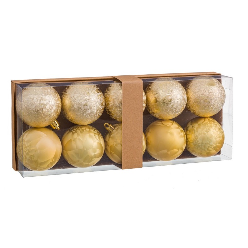 10 boules en plastique doré 6 x 6 x 6 cm