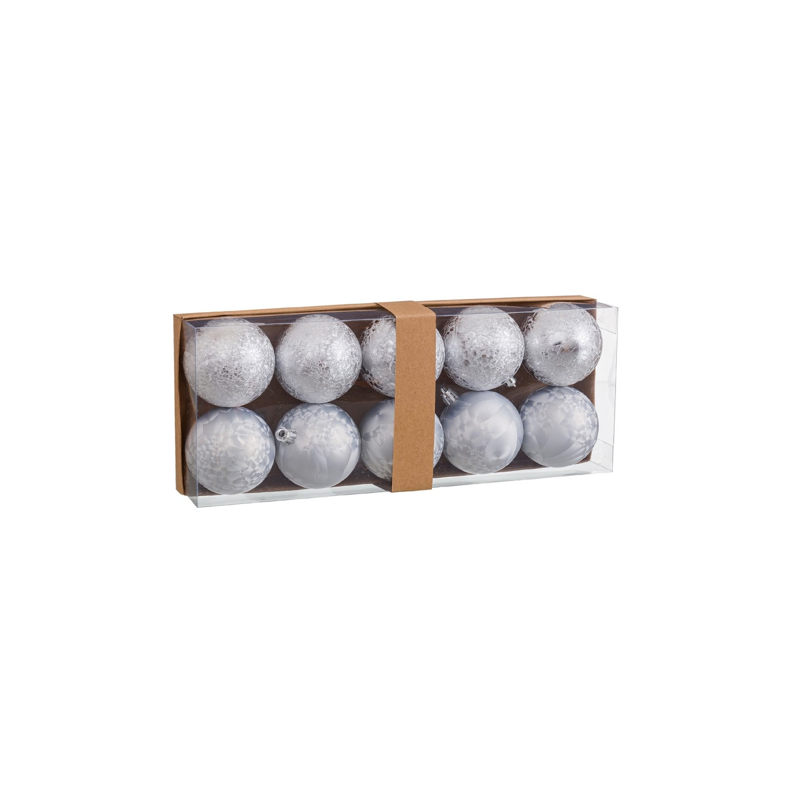 10 boules en plastique argenté 6 x 6 x 6 cm