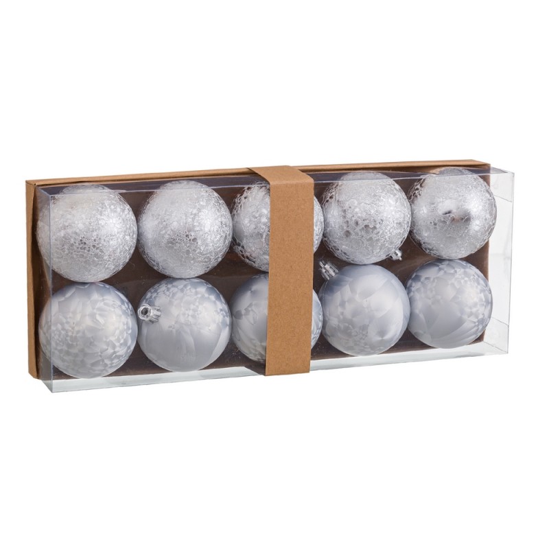 10 boules en plastique argenté 6 x 6 x 6 cm