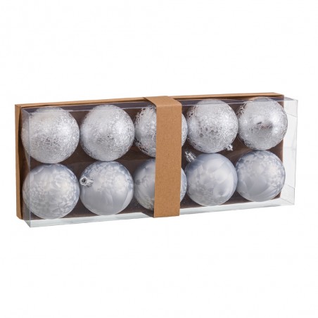 10 boules en plastique argenté 6 x 6 x 6 cm