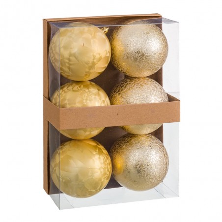 S 6 boules d'eau en plastique or 8 x 8 x 8 cm