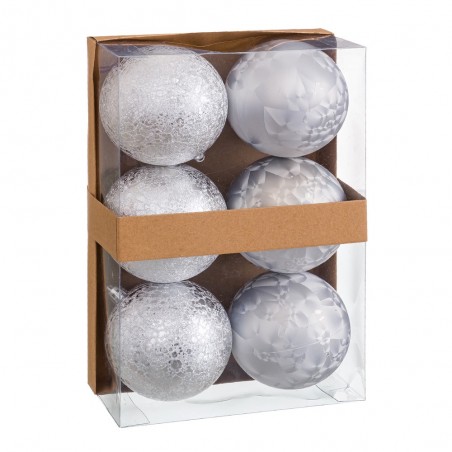 S 6 boules d'eau en plastique argent 8 x 8 x 8 cm