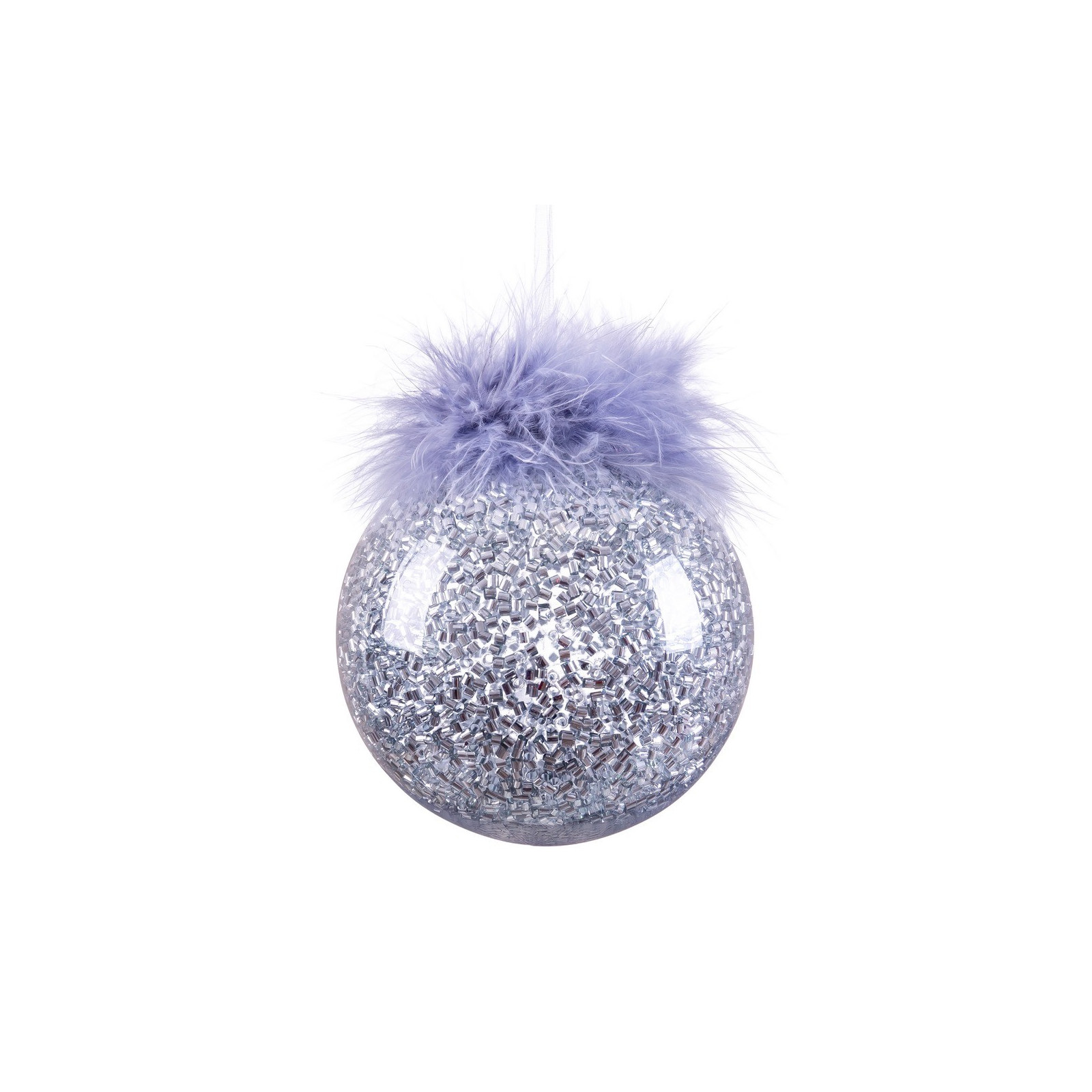 Boule avec stylo en plastique argenté 8 x 8 x 8 cm