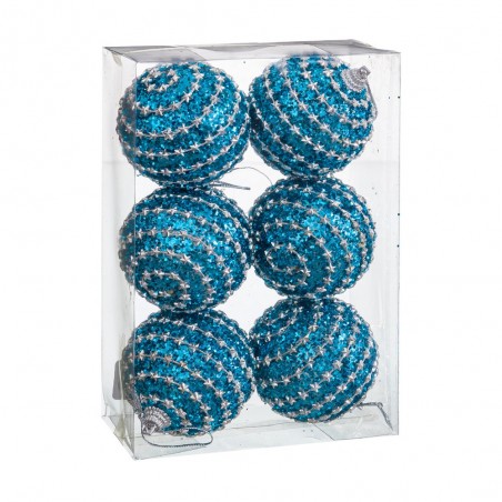S 6 boules polyfoam turquoise 6 x 6 x 6 cm