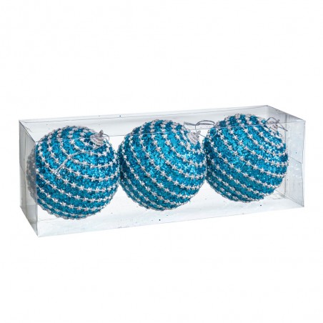 S 3 boules polyfoam turquoise 8 x 8 x 8 cm