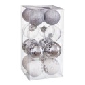 S 16 boules argentées décorées mousse 6 x 6 x 6 cm