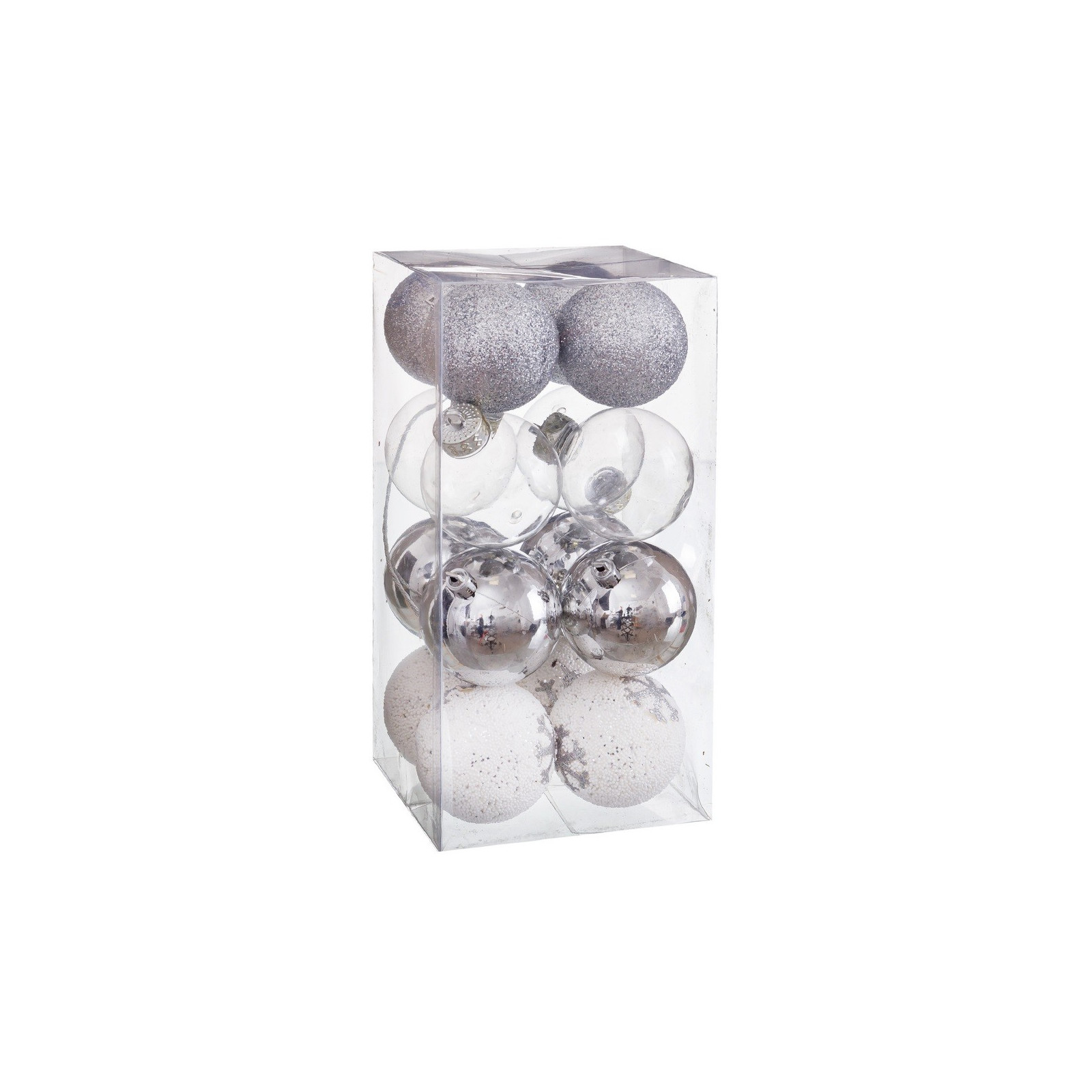 S 16 boules argentées décorées mousse 6 x 6 x 6 cm