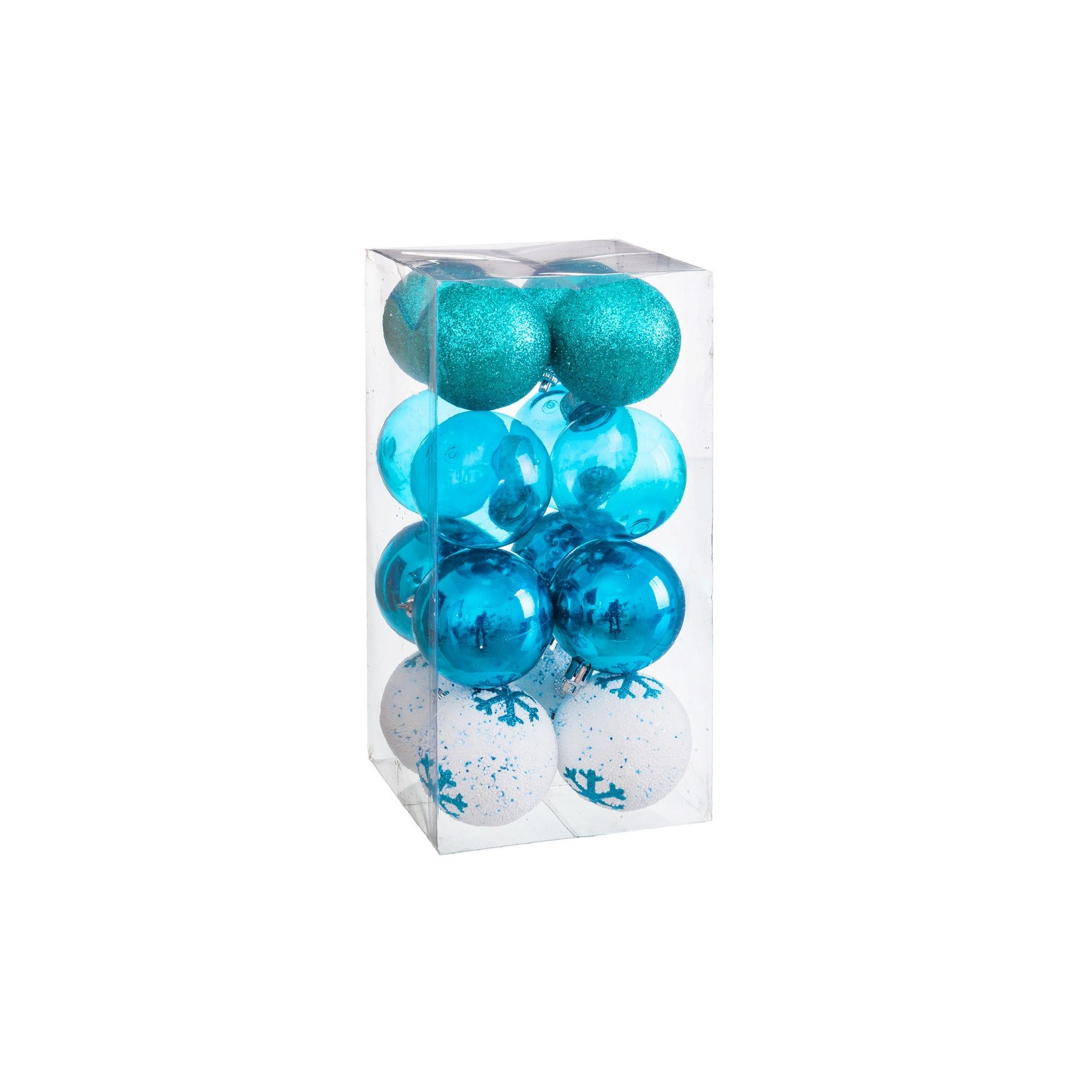 S 16 boules décorées mousse bleue 6 x 6 x 6 cm