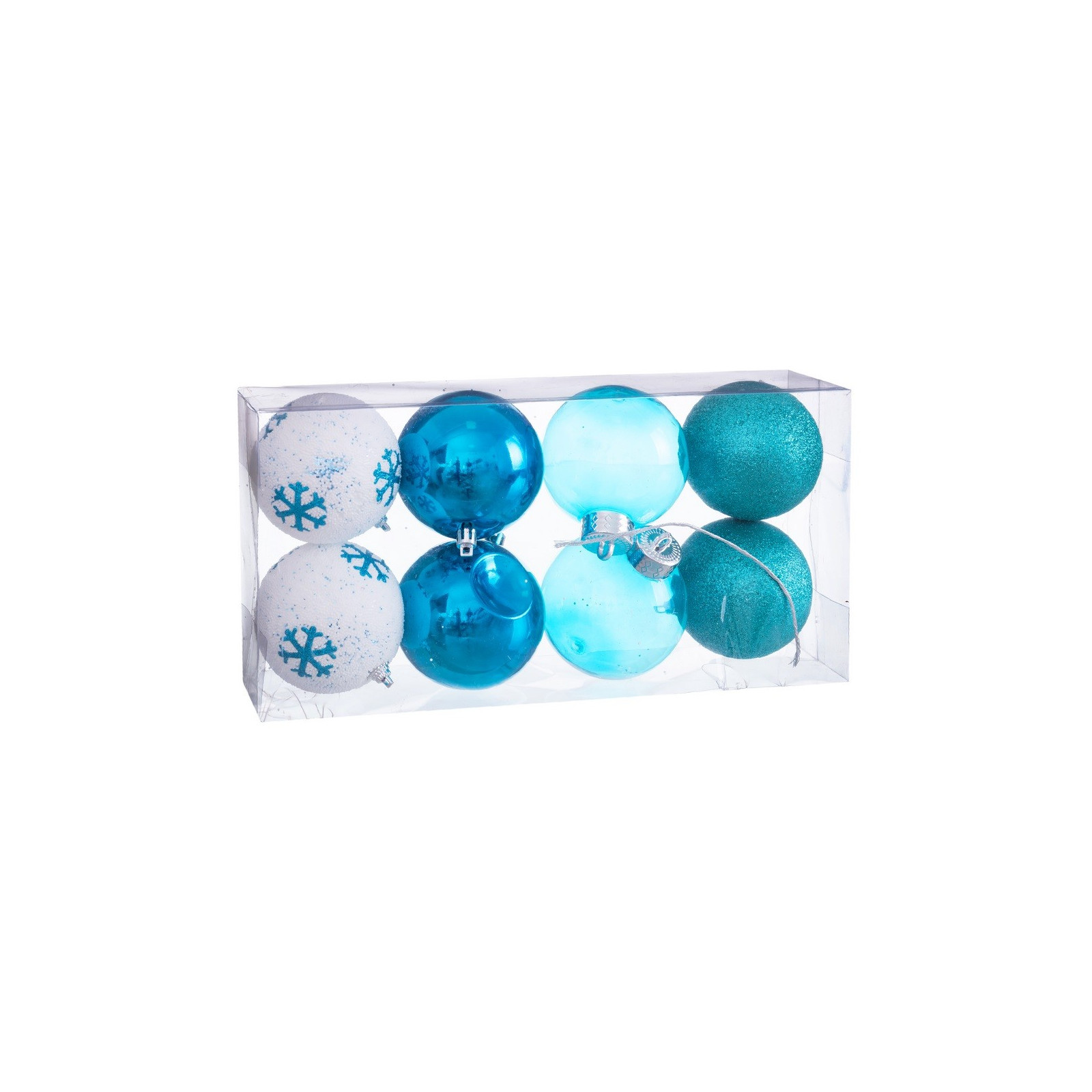 S 8 boules décorées mousse bleue 8 x 8 x 8 cm