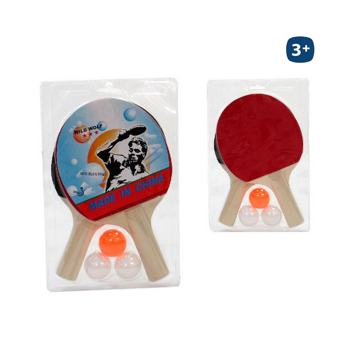 Ensemble de 2 raquettes + 3 balles. ping pong