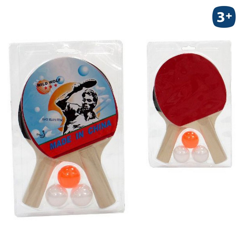 Ensemble de 2 raquettes + 3 balles. ping pong