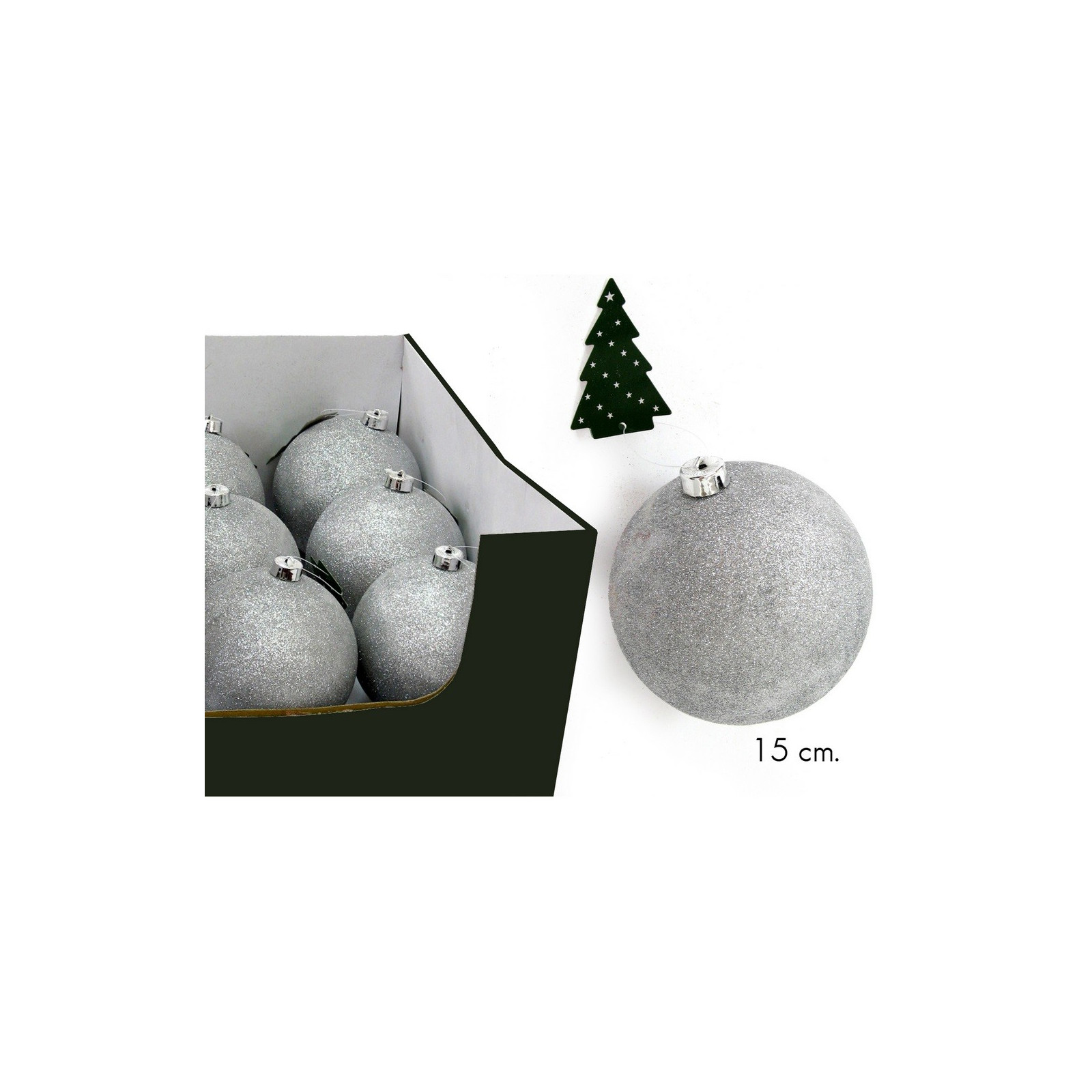 Boule pailletée argent c disp 15 x 15 x 15 cm