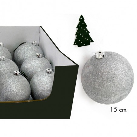 Boule pailletée argent c disp 15 x 15 x 15 cm