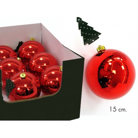 Boule rouge lisse avec présentoir 15 x 15 x 15 cm