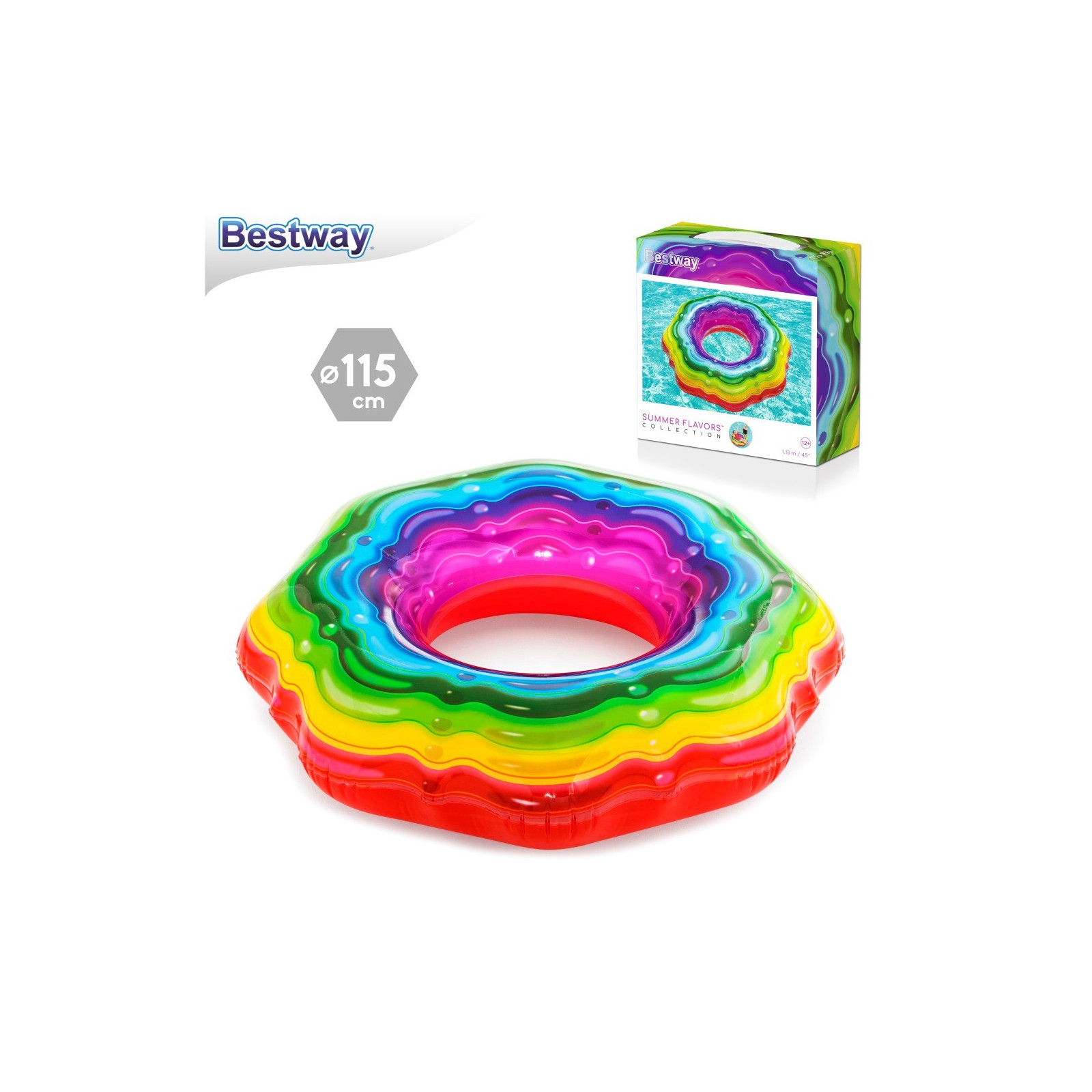 Cercle arc-en-ciel gonflable 115 cm
