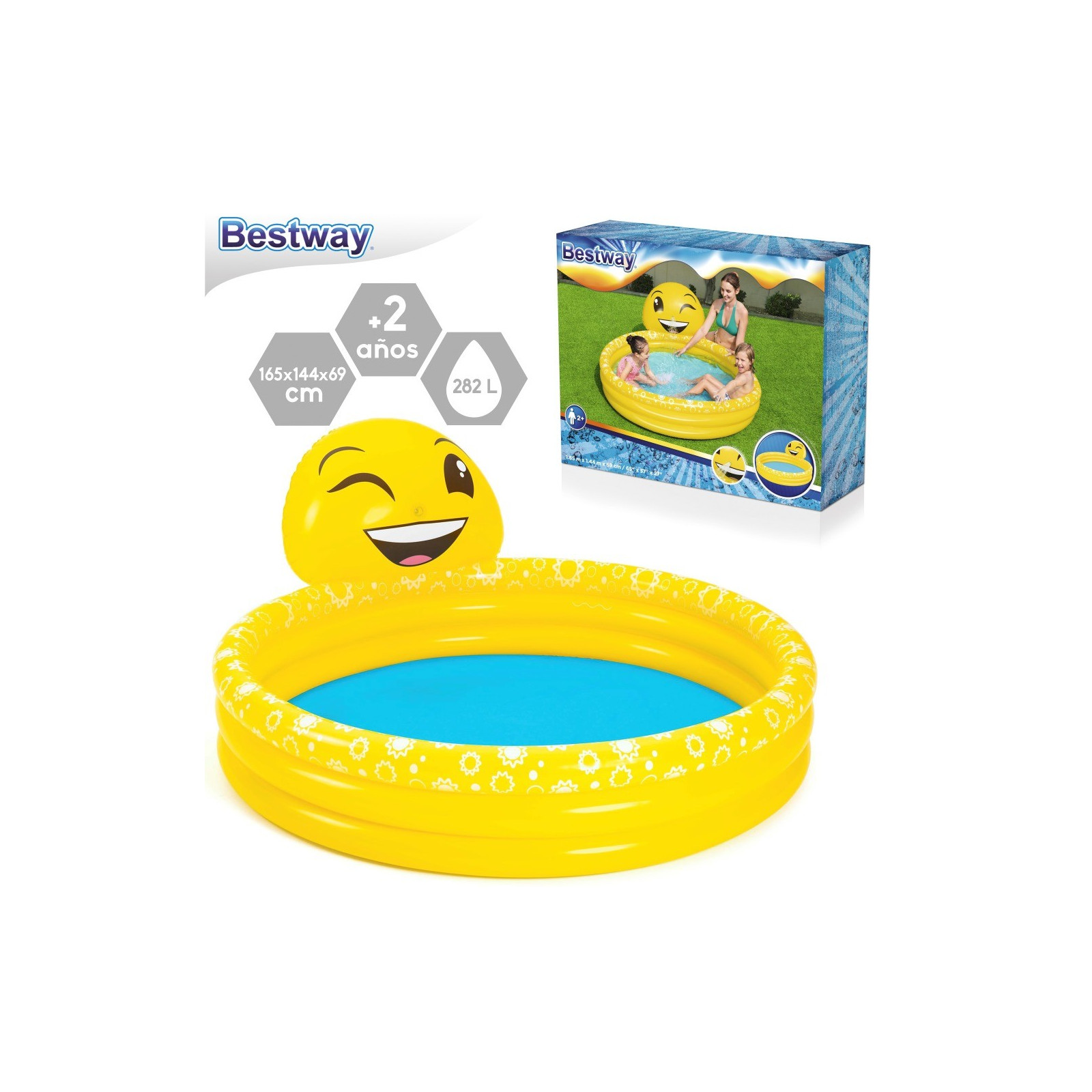 Piscine d activités gonflable emoji 165 x 144 x 69 cm