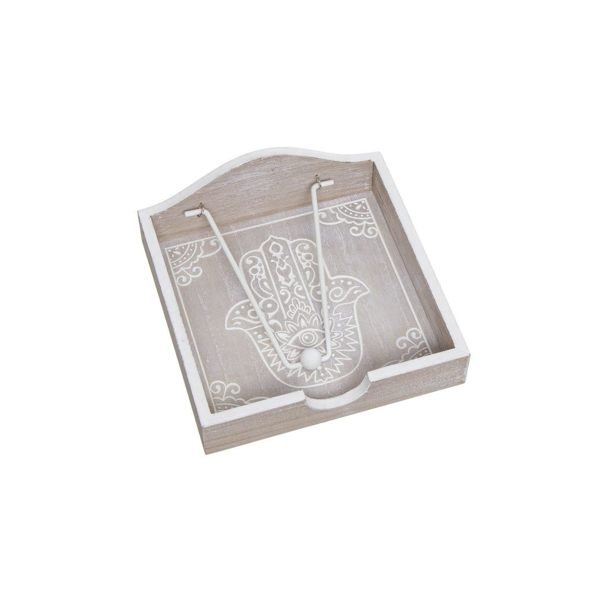 Porte-serviettes en Bois avec Design de la Main de Fatima
