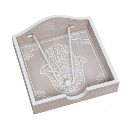 Porte-serviettes en Bois avec Design de la Main de Fatima
