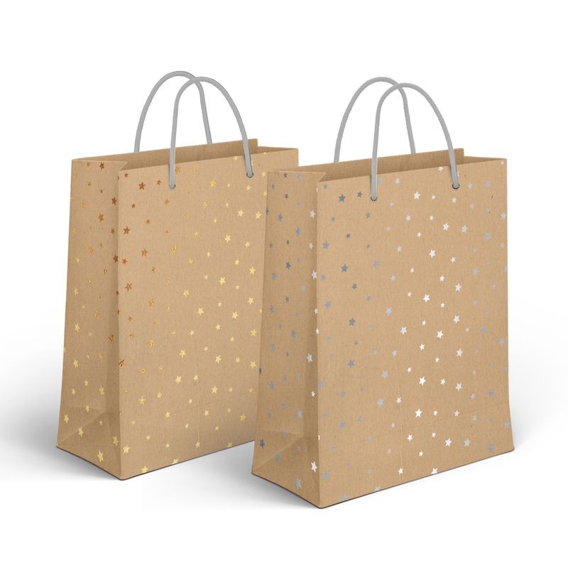Sac en papier moyen avec étoiles 2c