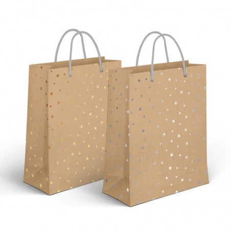 Sac en papier moyen avec étoiles 2c