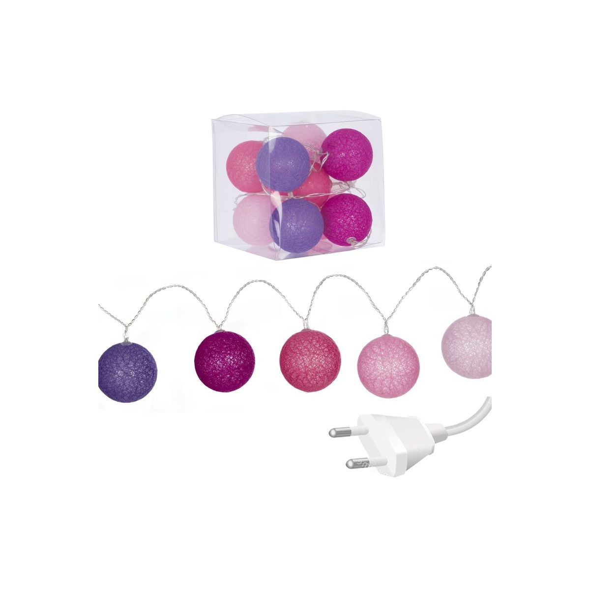 Guirlande 18 boules led roses