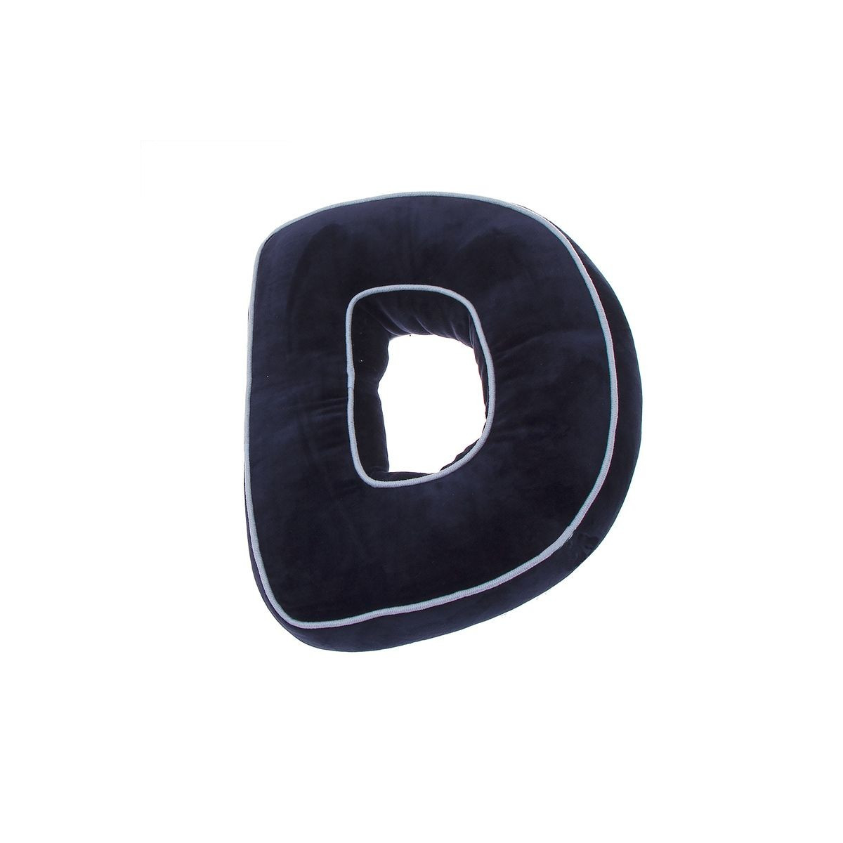 Coussin bleu marine en forme de lettre D
