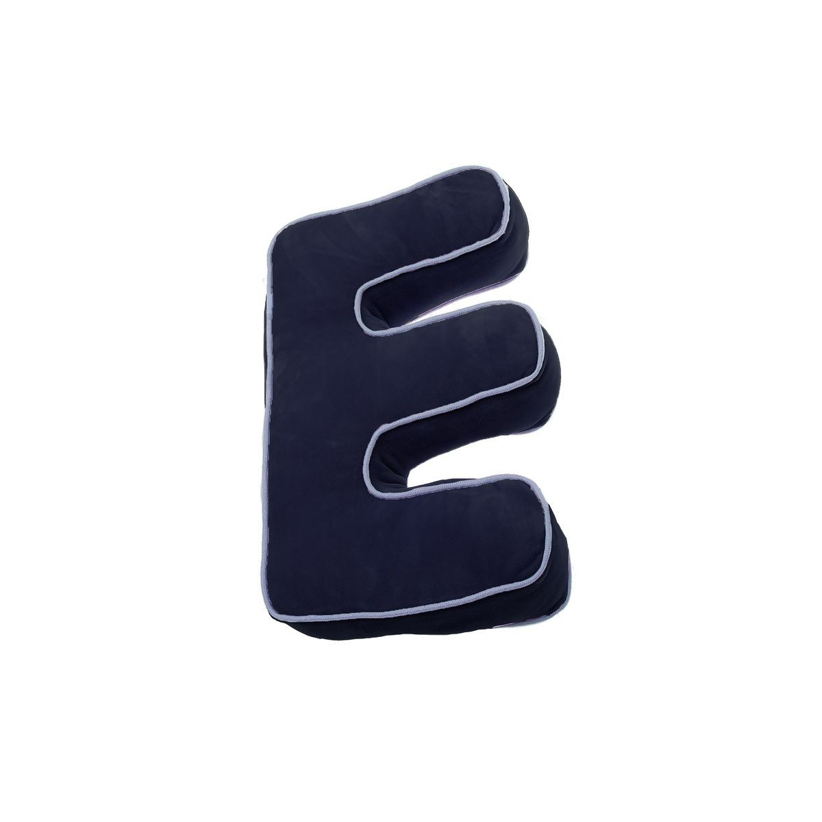 Coussin bleu marine en forme de lettre E