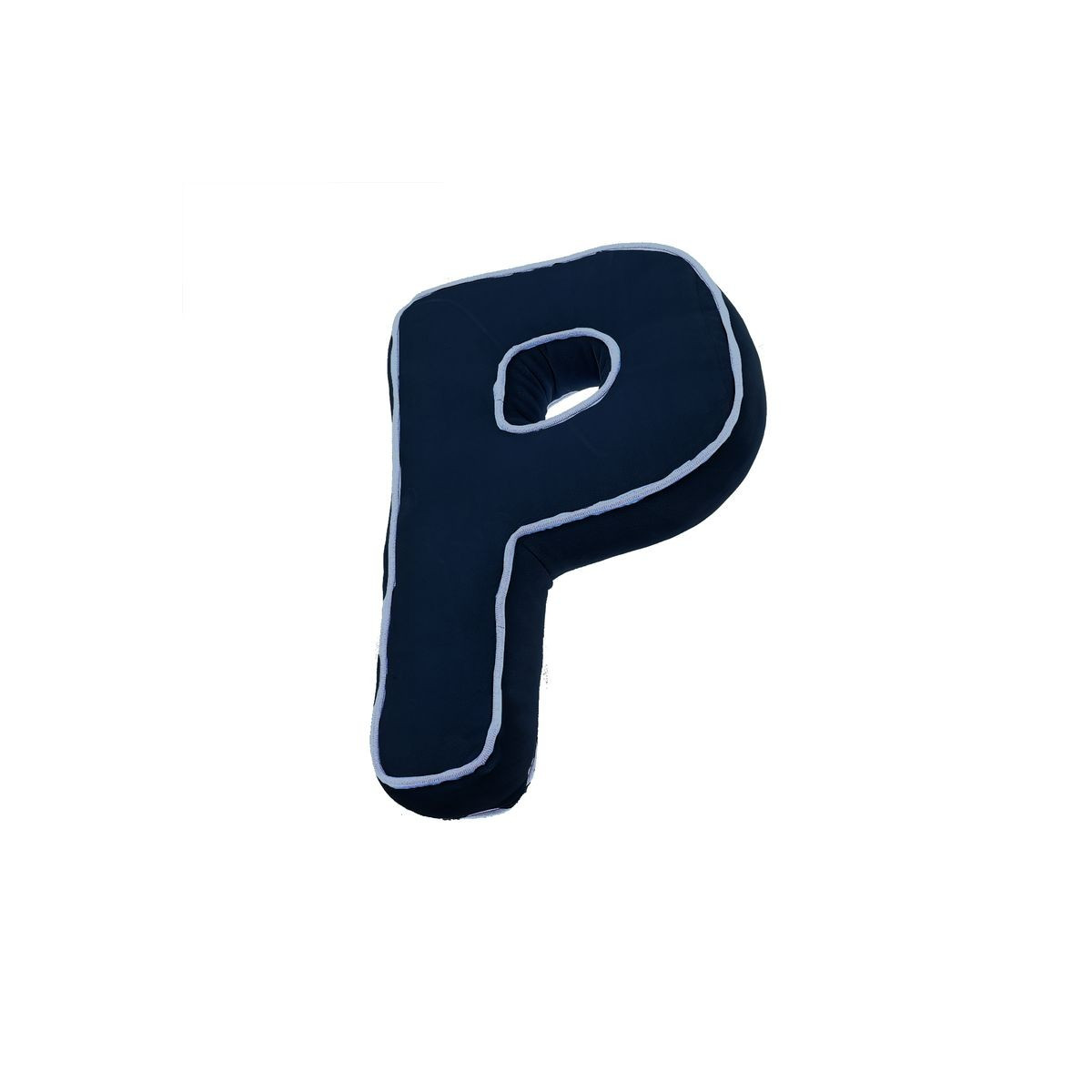 Coussin en forme de P bleu marine
