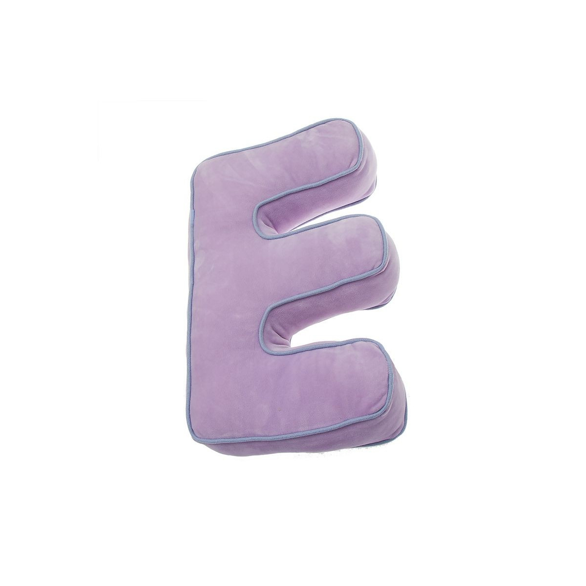Coussin rose en forme de lettre E