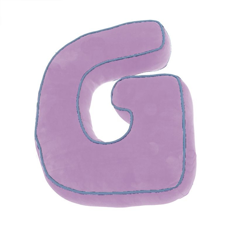 Coussin rose en forme de lettre G