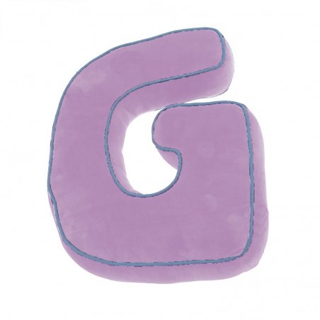 Coussin rose en forme de lettre G