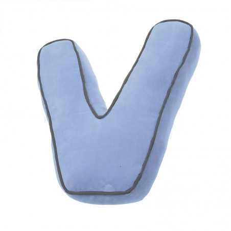 Coussin bleu en forme de lettre v