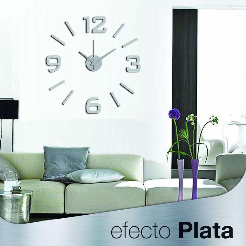 Horloge adhésive argentée