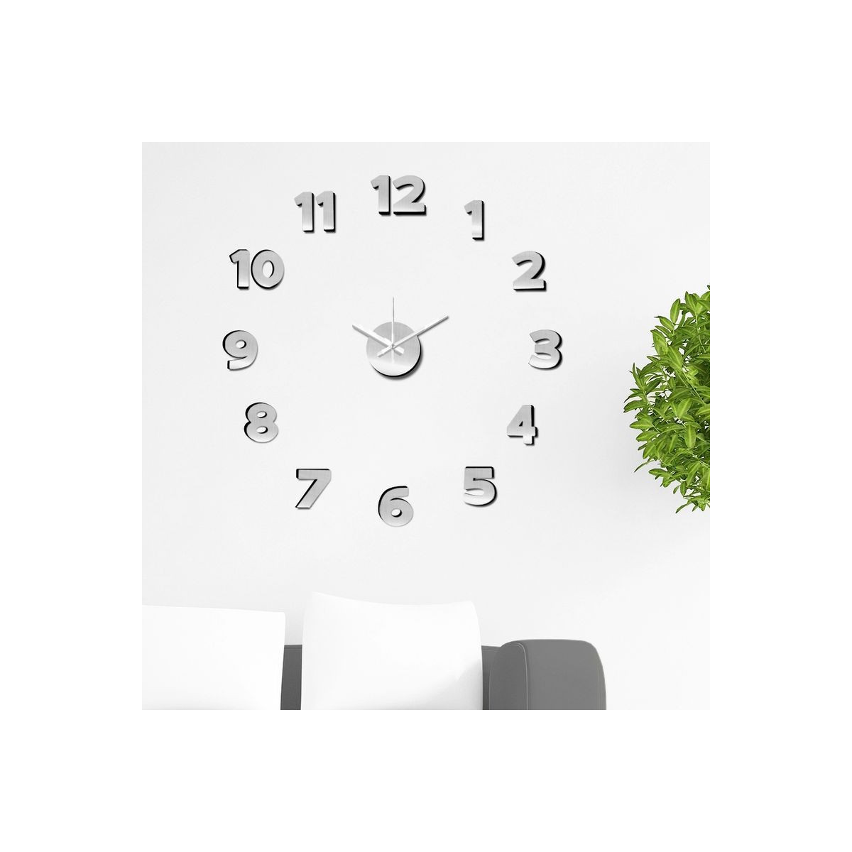 Horloge adhésive en aluminium. argent