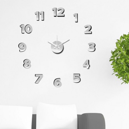 Horloge adhésive en aluminium. argent