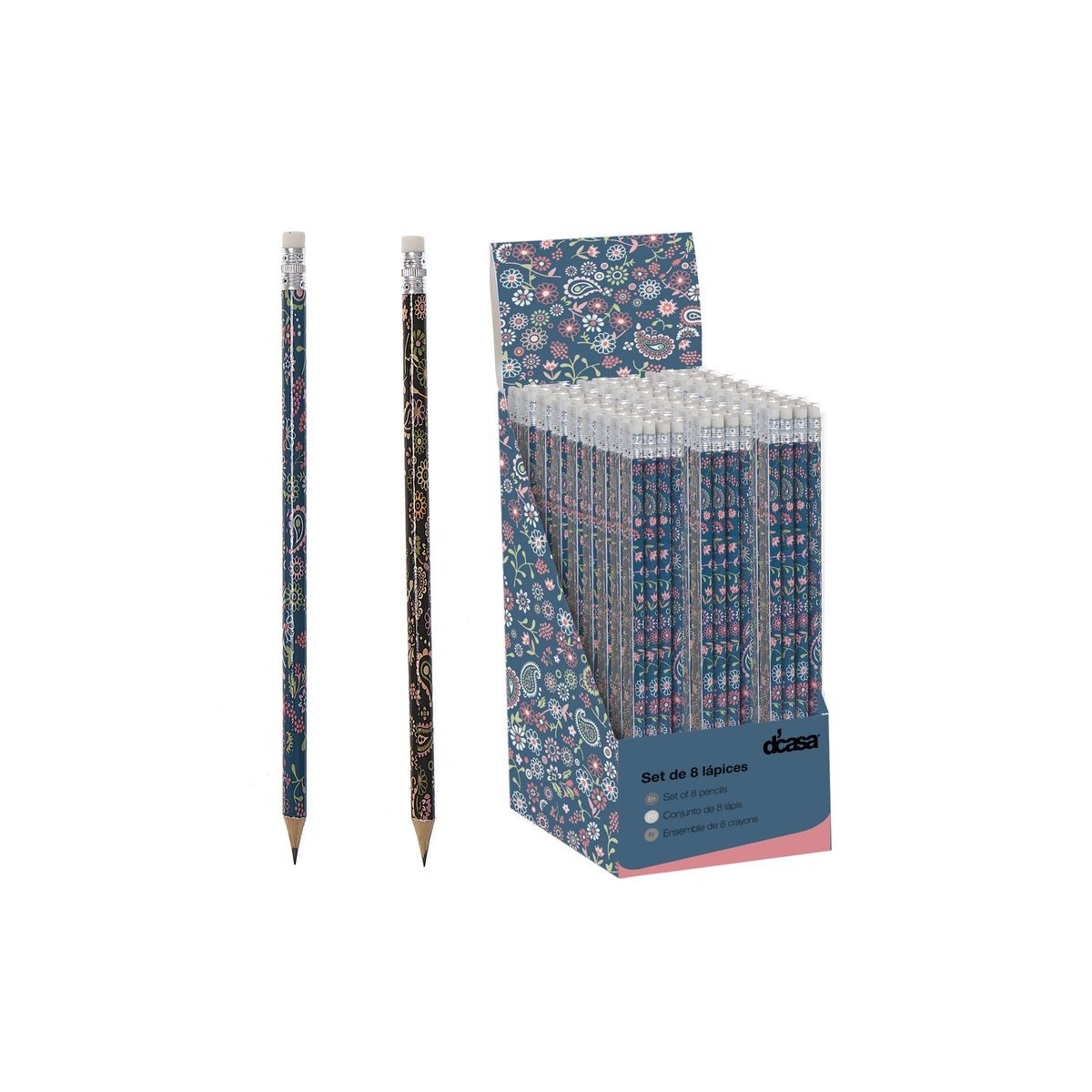 Set de 8 crayons avec design floral Élégance et style pour écrire et dessiner