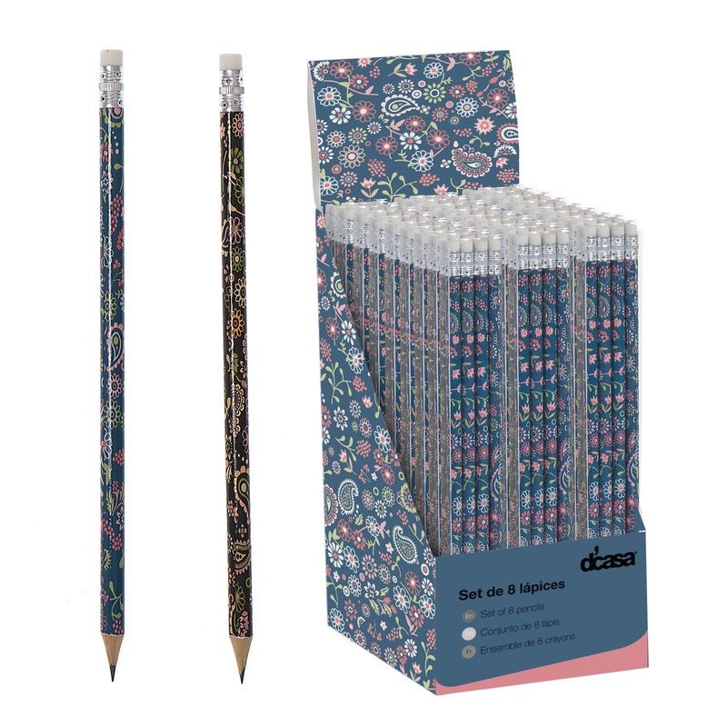 Set de 8 crayons avec design floral Élégance et style pour écrire et dessiner