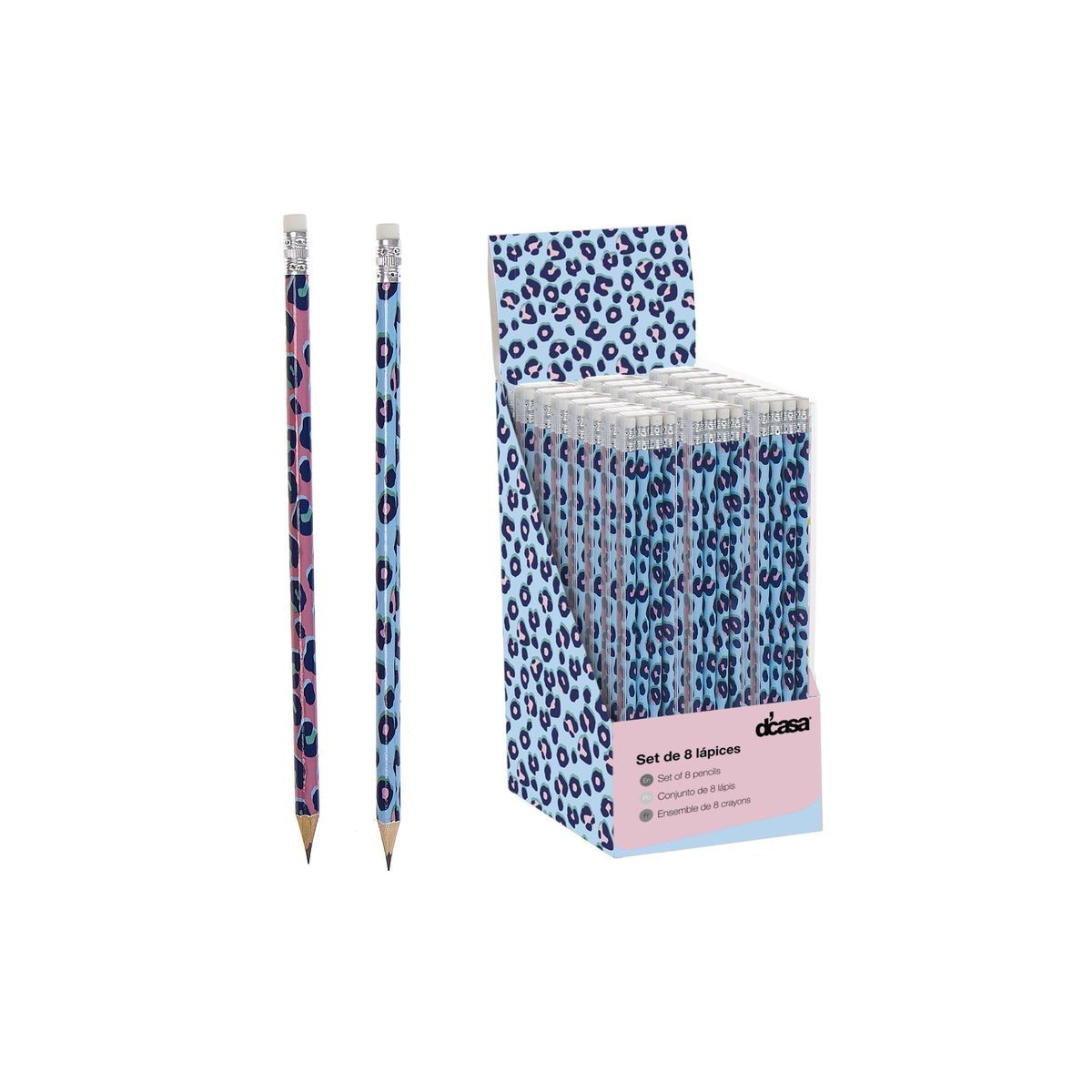Lot de 8 crayons léopard