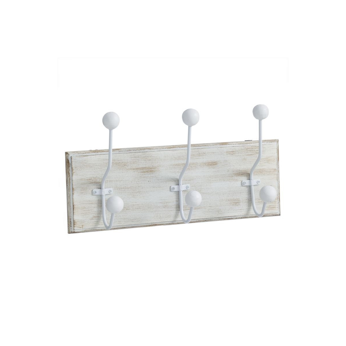 Porte-manteau en bois 3 crochets blanc